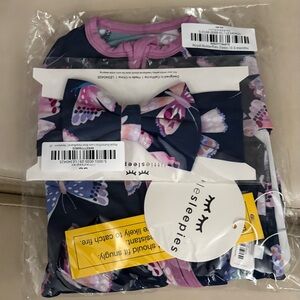 Little Sleepies Butterfly Matching Set - Navy and Pink